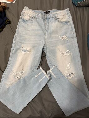Pale Blue Ripped Skinny Jeans
